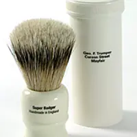 Geo F Trumper Super Badger Shaving Brush with Simulated Ivory Travel Case - Master