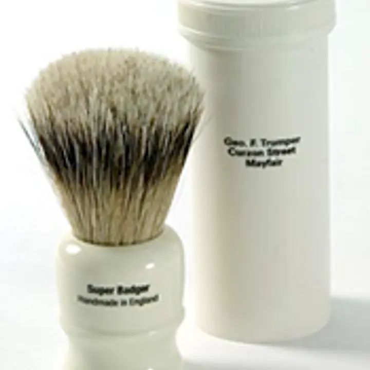 Geo F Trumper Super Badger Shaving Brush with Simulated Ivory Travel Case - Master