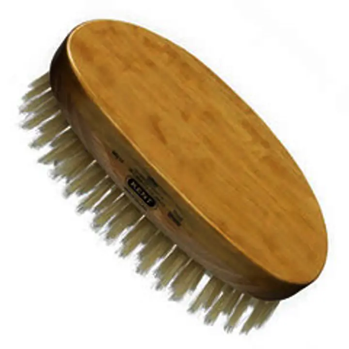 GB Kent Oval MS11 - Satin and beech wood, pure white bristle hair brush