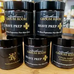 The Gentleman's Groom Room Shave Prep Plus In Amber Glass Apothecary Jar 60g