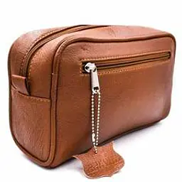 Parker Saddle Brown Leather Wash Bag
